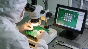 PCBA quality control inspection of solder joints using magnified optical examination