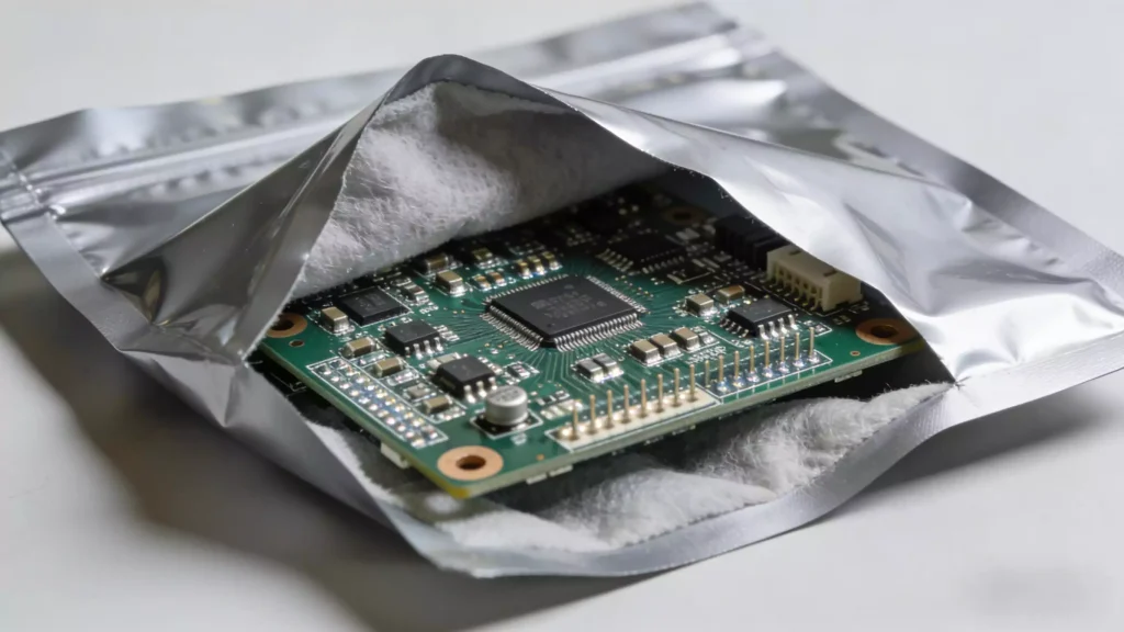 Finished lead-free PCBA being packaged into anti-static shielding bag for shipment
