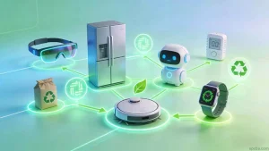 Future consumer electronics with AIoT integration, ARVR capabilities, and sustainable design for eco-friendly devices