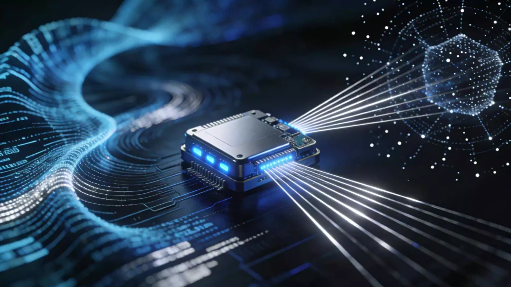 Millimeter wave radar technology emitting high-frequency waves with point cloud visualization for distance and speed measurement