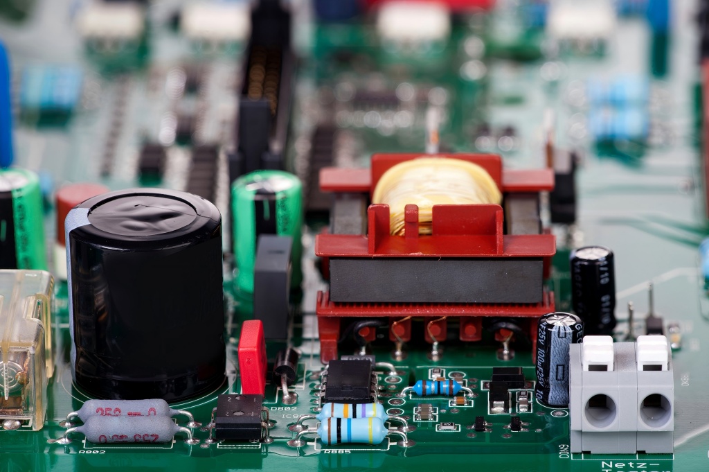 Circuit details of a power supply PCB (filtering and power modules with fuse protection)