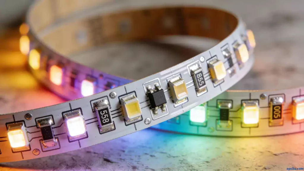 Flexible polyimide PCB for bendable LED strip lights with SMD LEDs