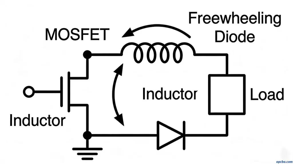 Freewheeling Diode Across Inductor for Flyback Protection PCBA
