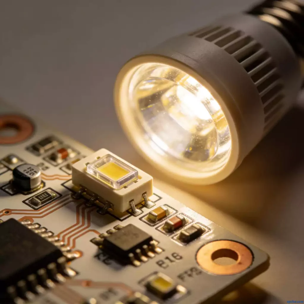 High-Tg FR-4 PCB inside an LED bulb for indoor lighting applications