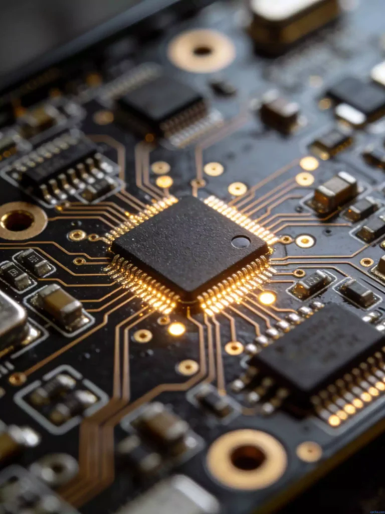 High-performance PCB inside a smartphone for clear global calls and IoT sensors, showcasing advanced circuit board design in communication devices