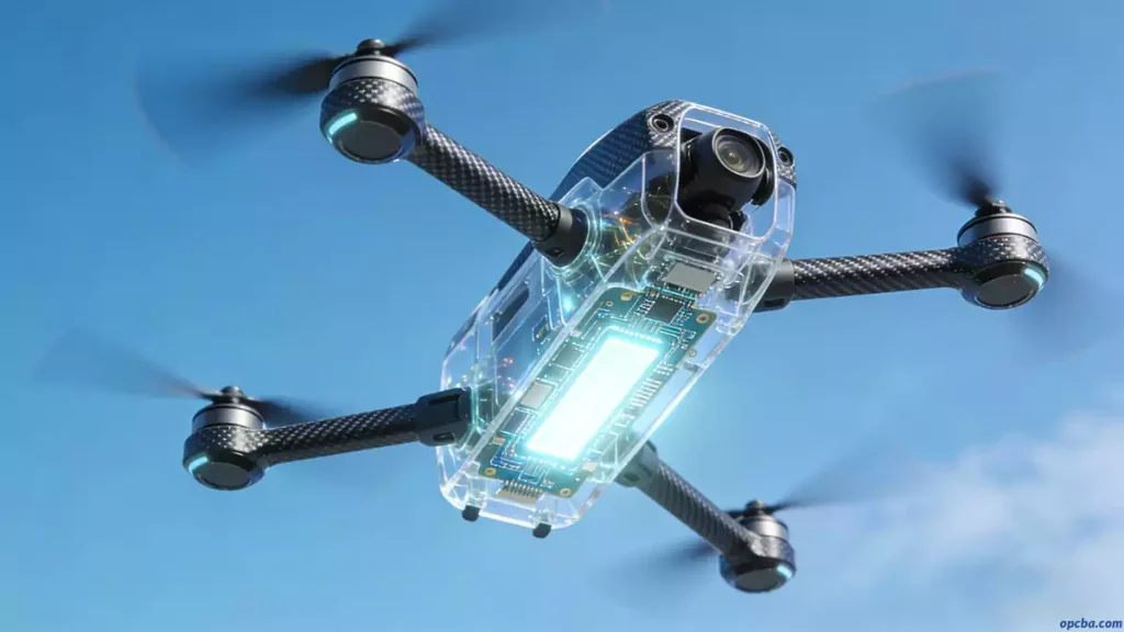 Lightweight glass PCB used in drone and aerospace electronics reducing overall assembly weight