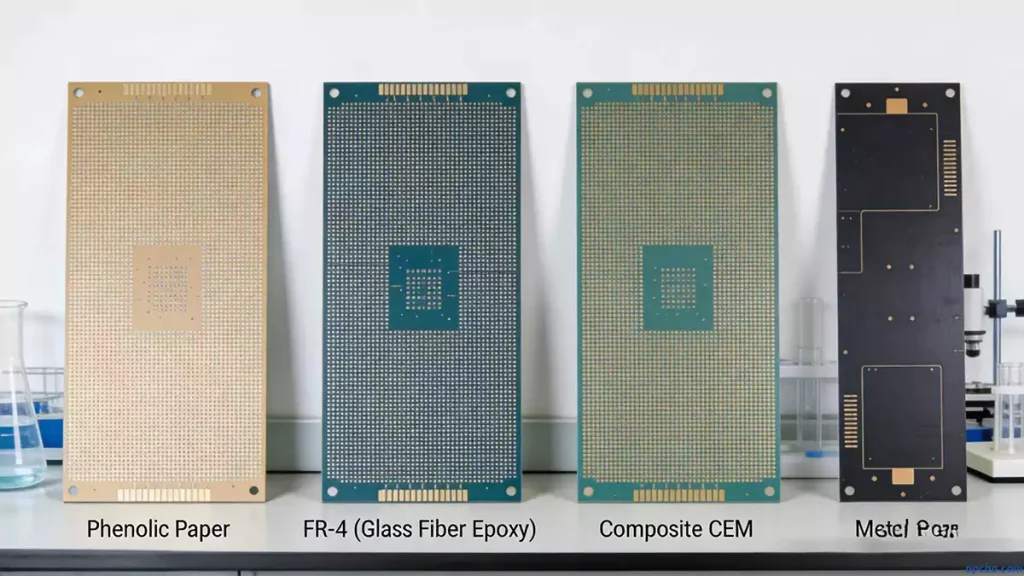 PCB Substrate Types Comparison – Phenolic Paper, FR-4, CEM, Metal Core
