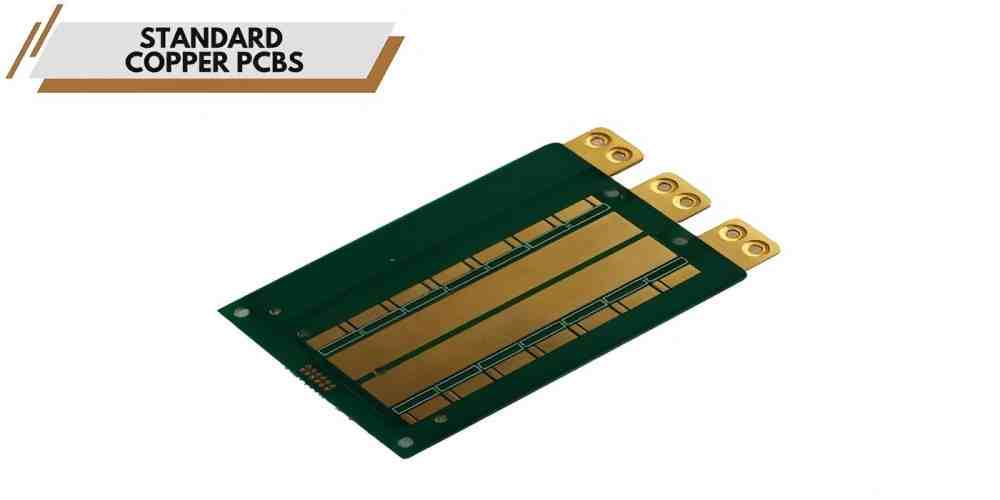 Standard copper-core PCB with green solder mask, large-area copper traces and gold-plated pins, designed for high-current, high-heat-dissipation power electronics applications