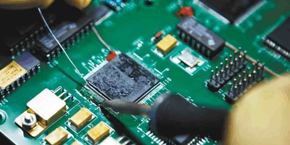 High-precision chip soldering repair on PCB, using a soldering iron to fix pin solder joint faults of BGA/QFP package chips