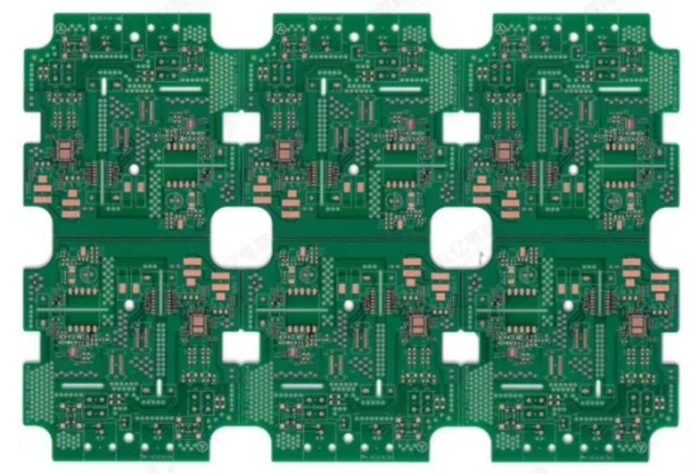 High-density multi-panel PCB with OSP (Organic Solderability Preservative) surface finish, showing uniform copper pads and fine-pitch component footprints for cost-effective, high-reliability electronic manufacturing.