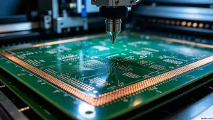 How to choose FR4 material grade illustrated by a multilayer PCB in production, highlighting the importance of laminate quality for reliable electronics