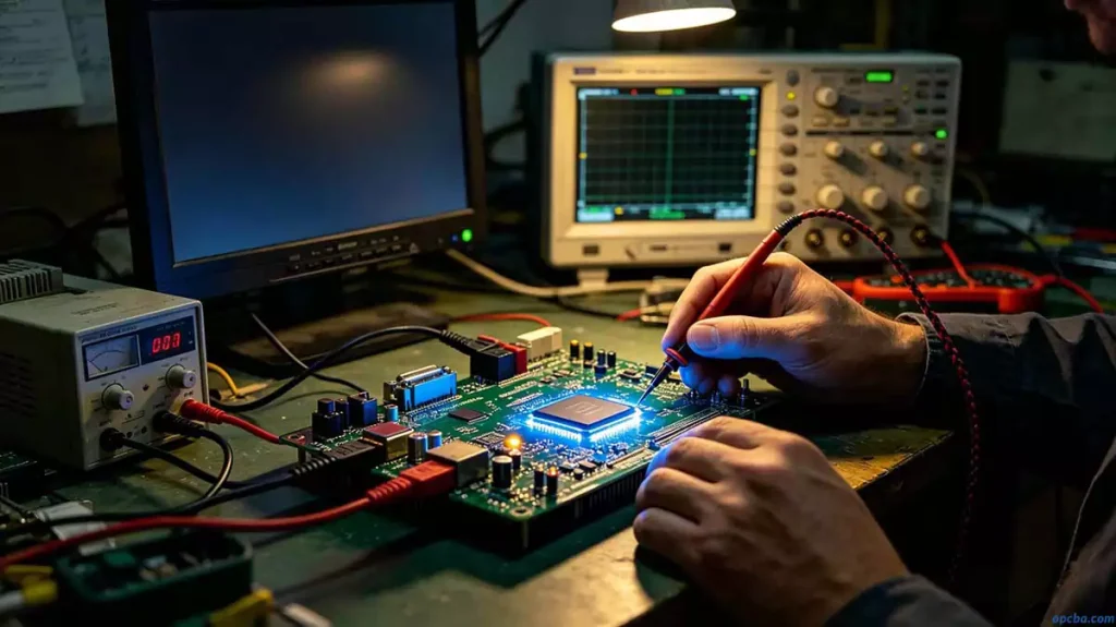 Performing rigorous functional testing for PCBA boards with oscilloscope verification and thermal imaging to catch hotspots that simulation missed