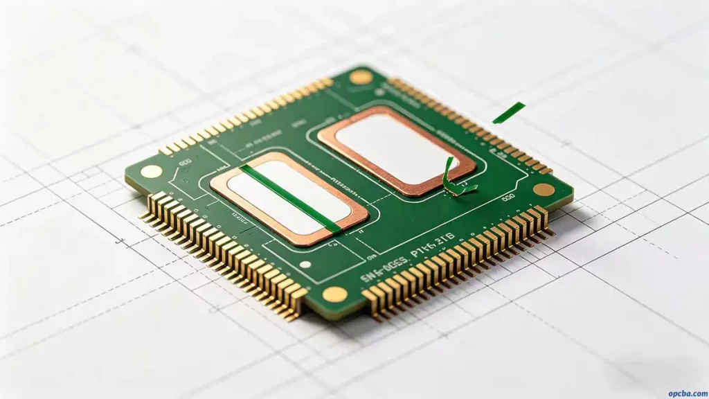Solder mask bridge design rules for PCB illustrating the minimum required width to prevent solder mask sliver formation between fine-pitch pads