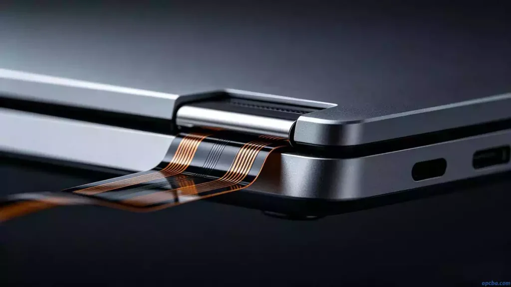 coverlay misregistration in flexible printed circuits can compromise long-term reliability, as illustrated by this laptop hinge FPC that must survive thousands of bending cycles with
