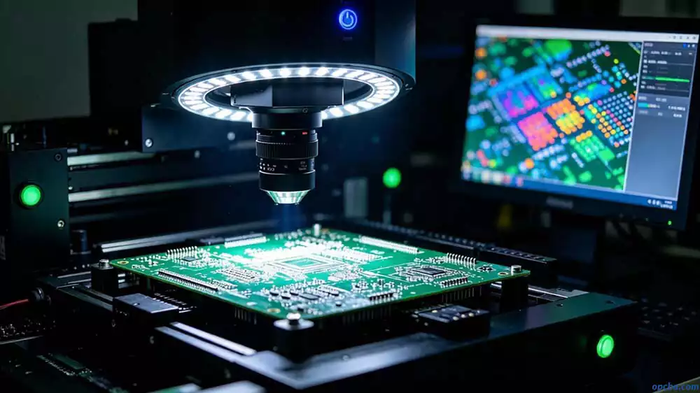 SMT soldering defects and prevention demonstrated by AOI machine inspecting a PCB for quality control