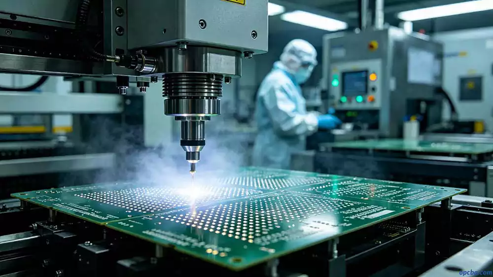 PTFE PCB manufacturing process showing precision drilling and surface treatment for reliable high frequency circuits